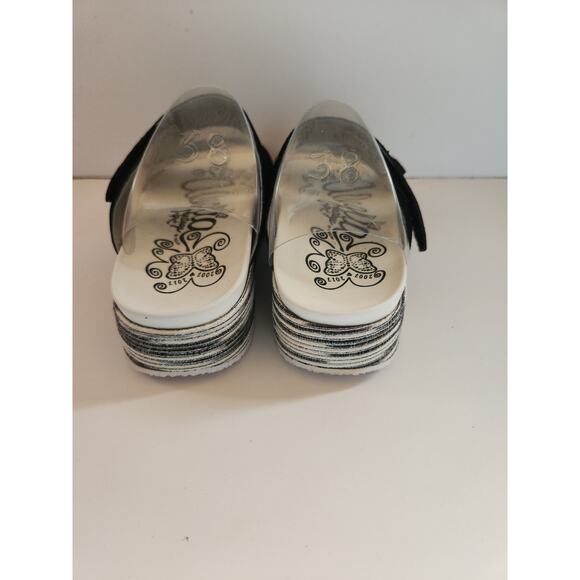 Alegria Mixie Black Adjustable T Straps Black  Leather Sandals 38 US sz 8 - Picture 4 of 7